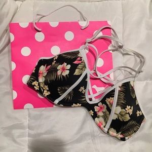 VS Pink Strappy Front T-back cage bikini